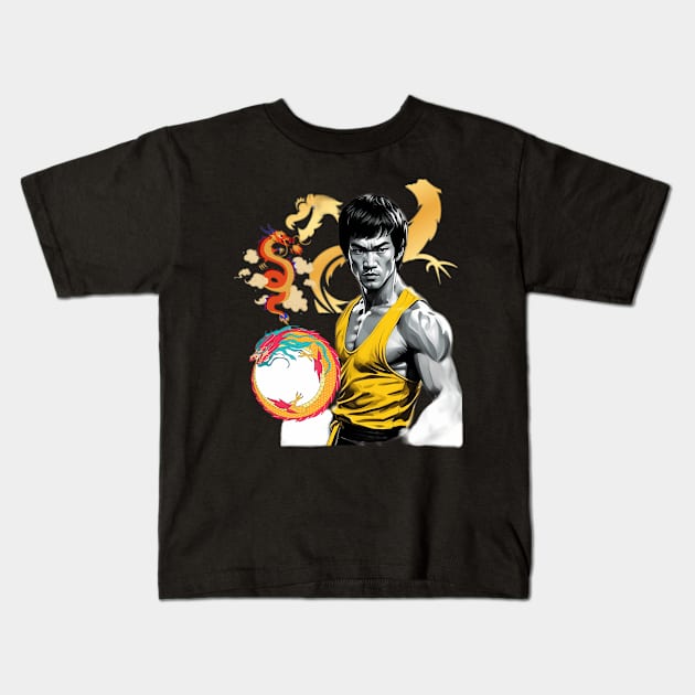 Vintage Movie Bruce Jeet Kune Do Be Water Lee Kids T-Shirt by Garmentcrooks